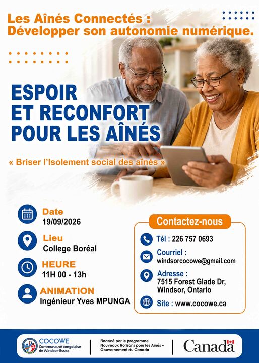 Affiche de l'atelier Les Aînés Connectés pour développer l'autonomie numérique, organisé par la COCOWE.